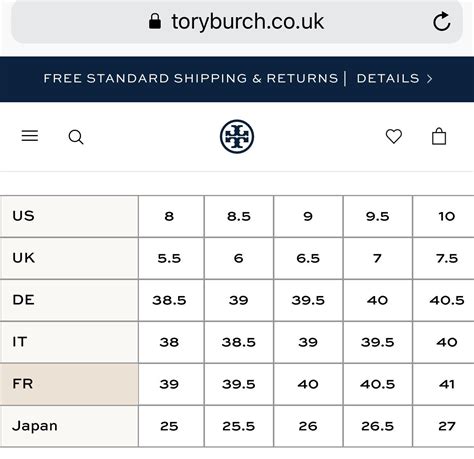 Tory Burch Shoe Size Chart – SizeChartly.